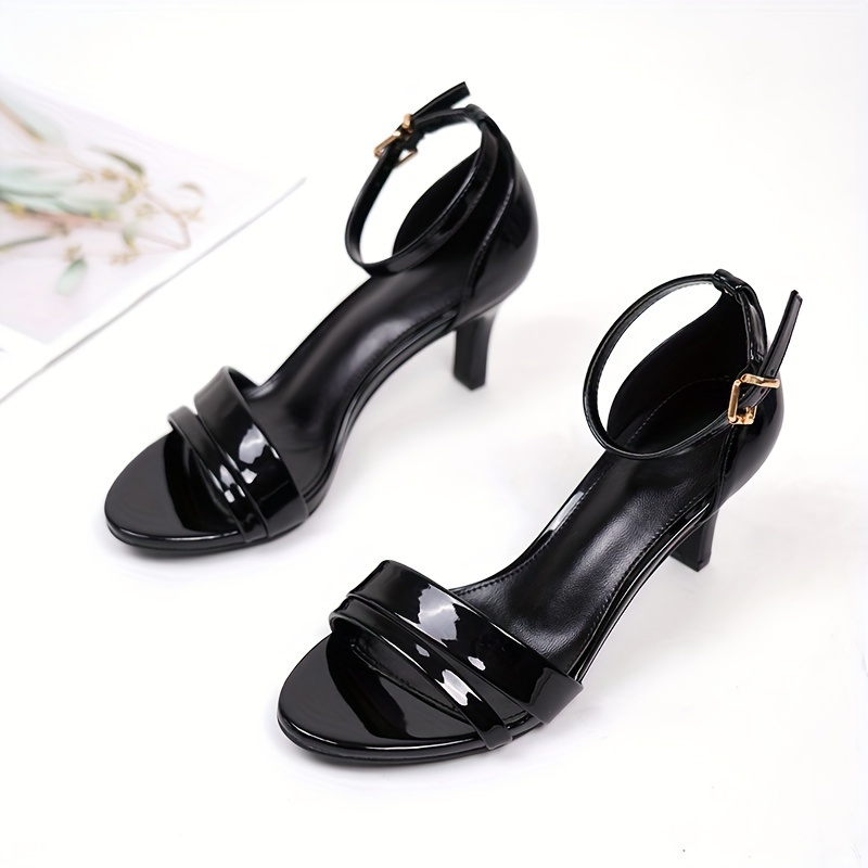 womens solid color stiletto heels fashion buckle strap dress pumps womens comfortable heels details 5