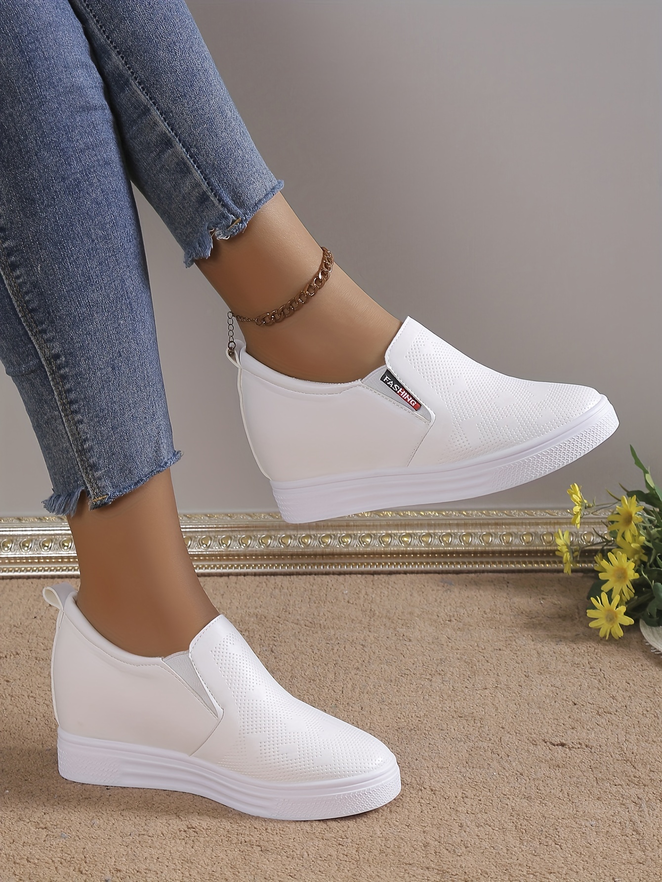 womens wedge shoes height increasing slip on nurse shoes casual low top shoes details 2