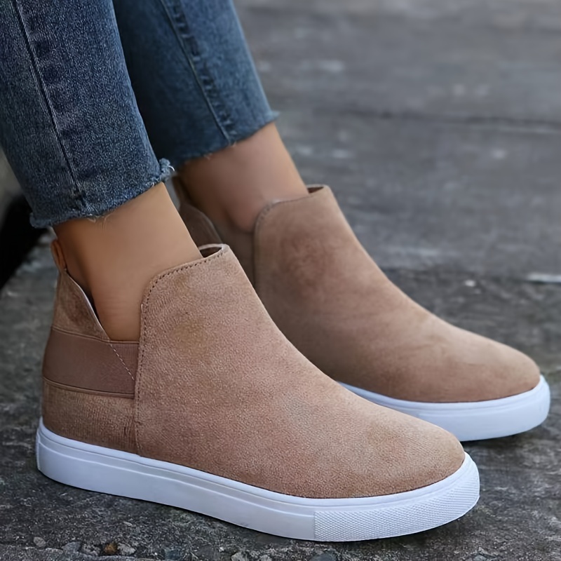 womens solid color trendy sneakers slip on comfy flat elastic ankle strap daily sheos lightweight low top shoes details 6