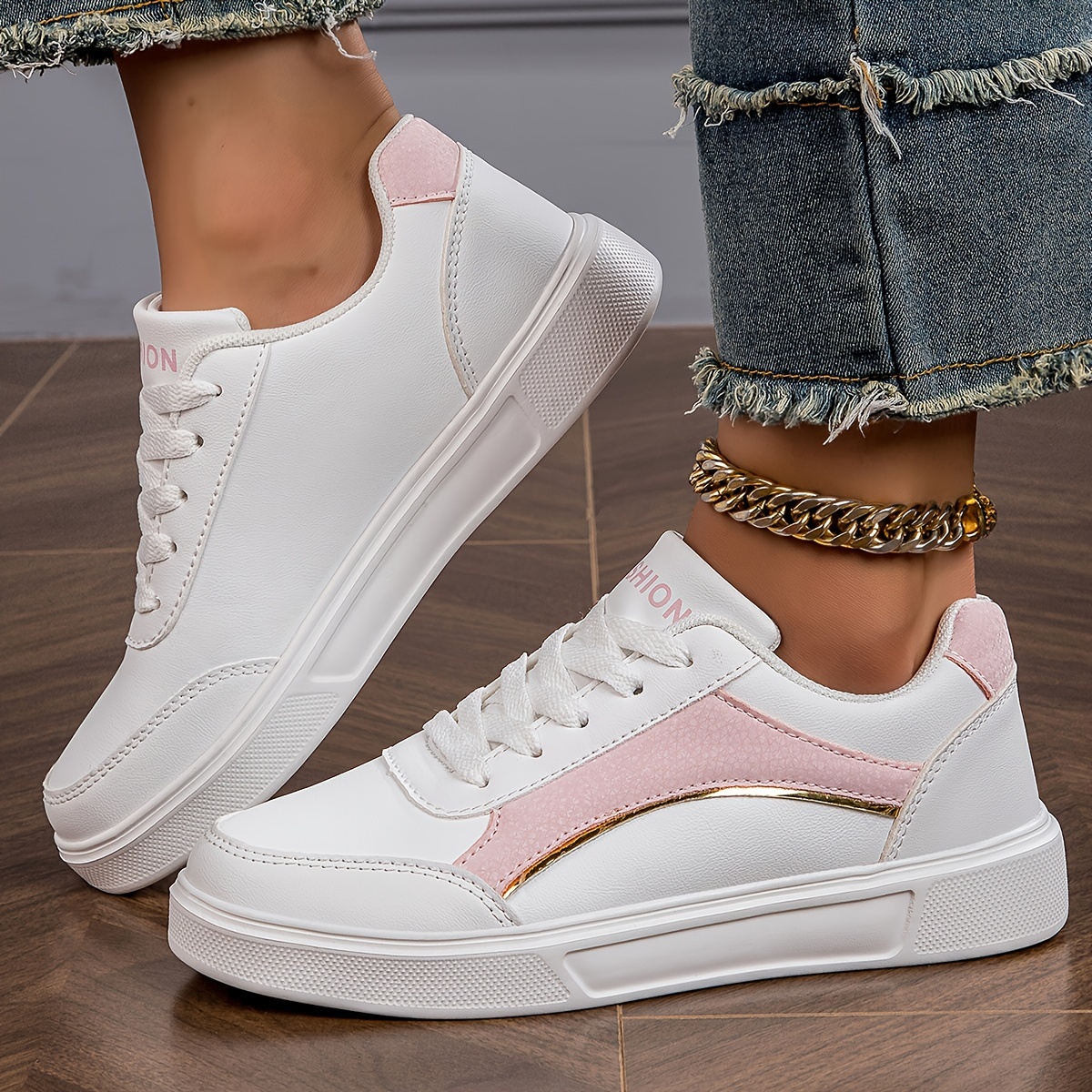 womens simple skate shoes casual lace up outdoor shoes womens lightweight low top sneakers details 1