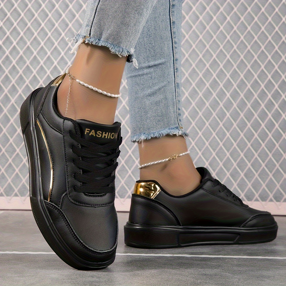 womens simple skate shoes casual lace up outdoor shoes womens lightweight low top sneakers details 8