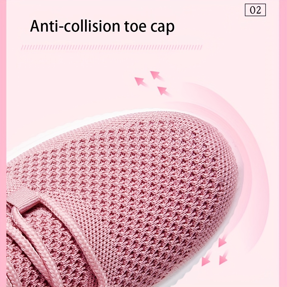 womens solid color knitted sneakers lace up breathable platform comfy sporty trainers versatile low top running shoes details 4
