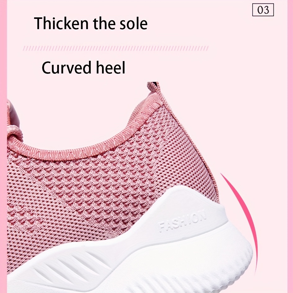 womens solid color knitted sneakers lace up breathable platform comfy sporty trainers versatile low top running shoes details 5