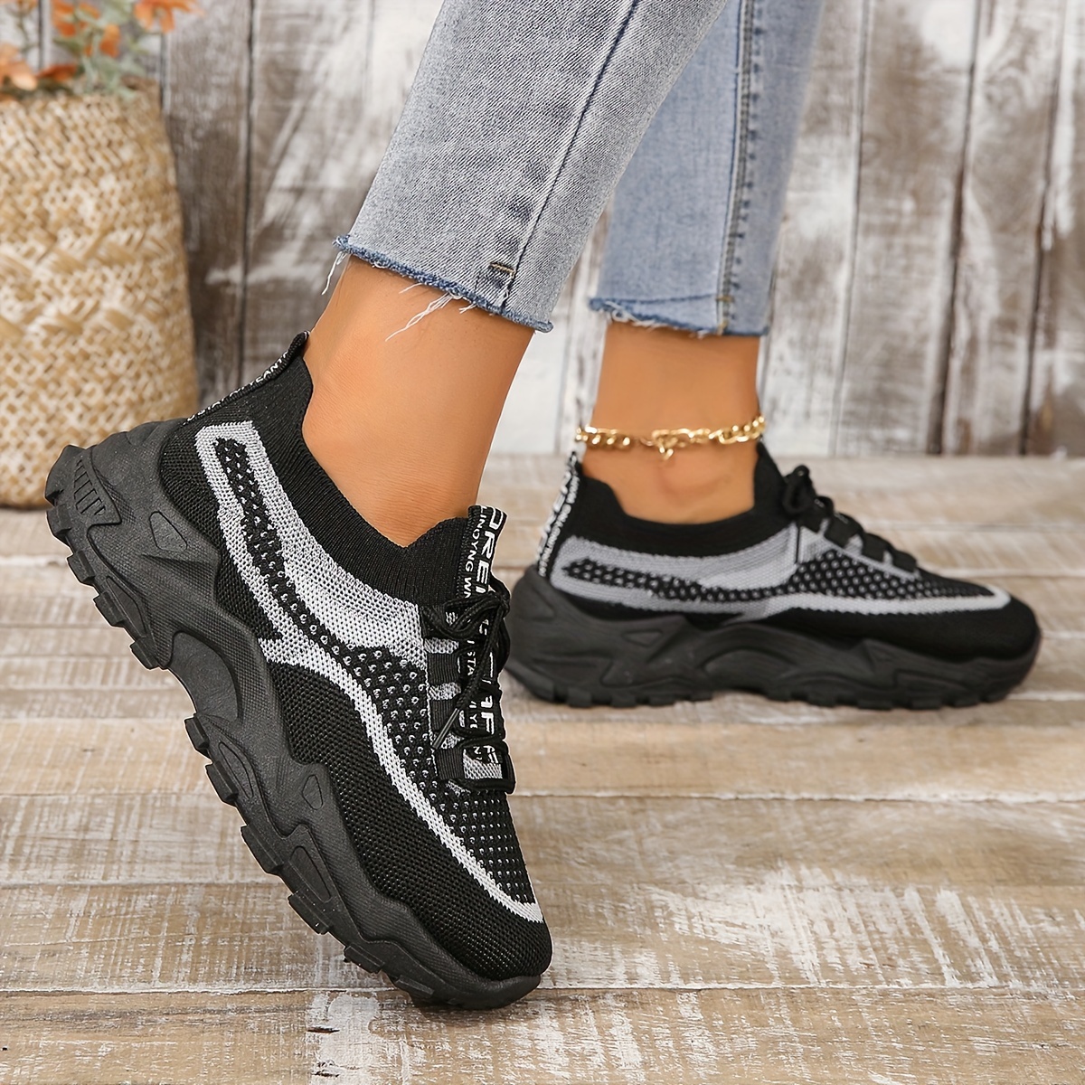 breathable mesh platform sneakers, womens breathable mesh platform sneakers casual lace up outdoor shoes comfortable low top sport shoes details 9