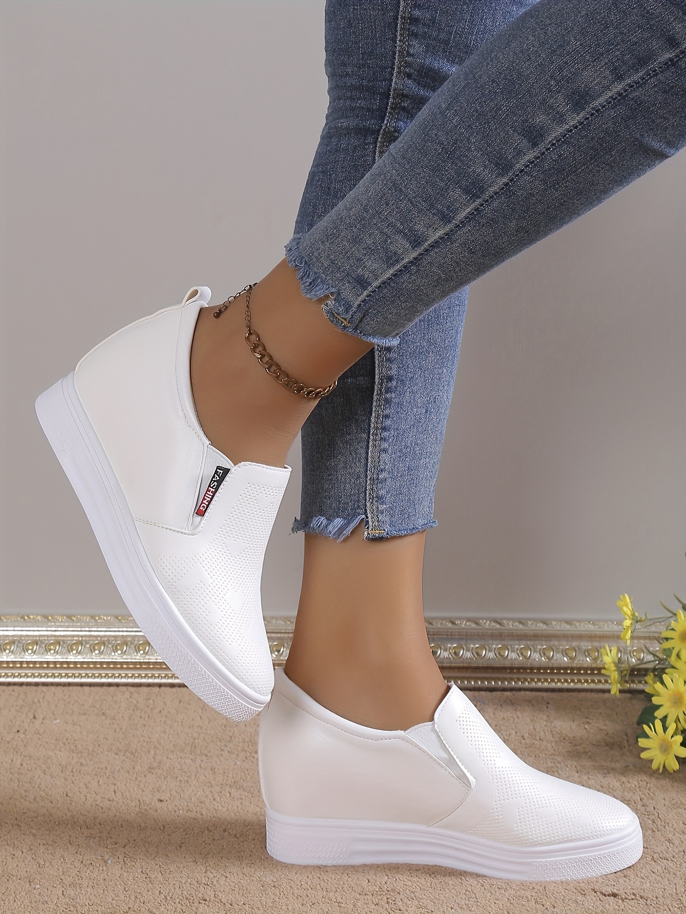 womens wedge shoes height increasing slip on nurse shoes casual low top shoes details 1