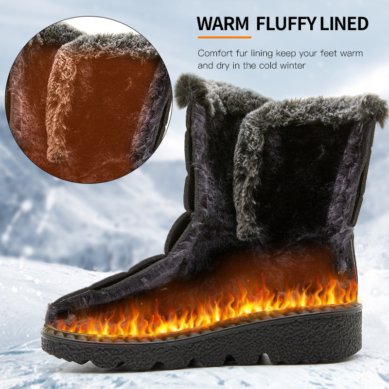 womens waterproof snow boots solid color plush lined short boots winter keep warm outdoor boots details 2