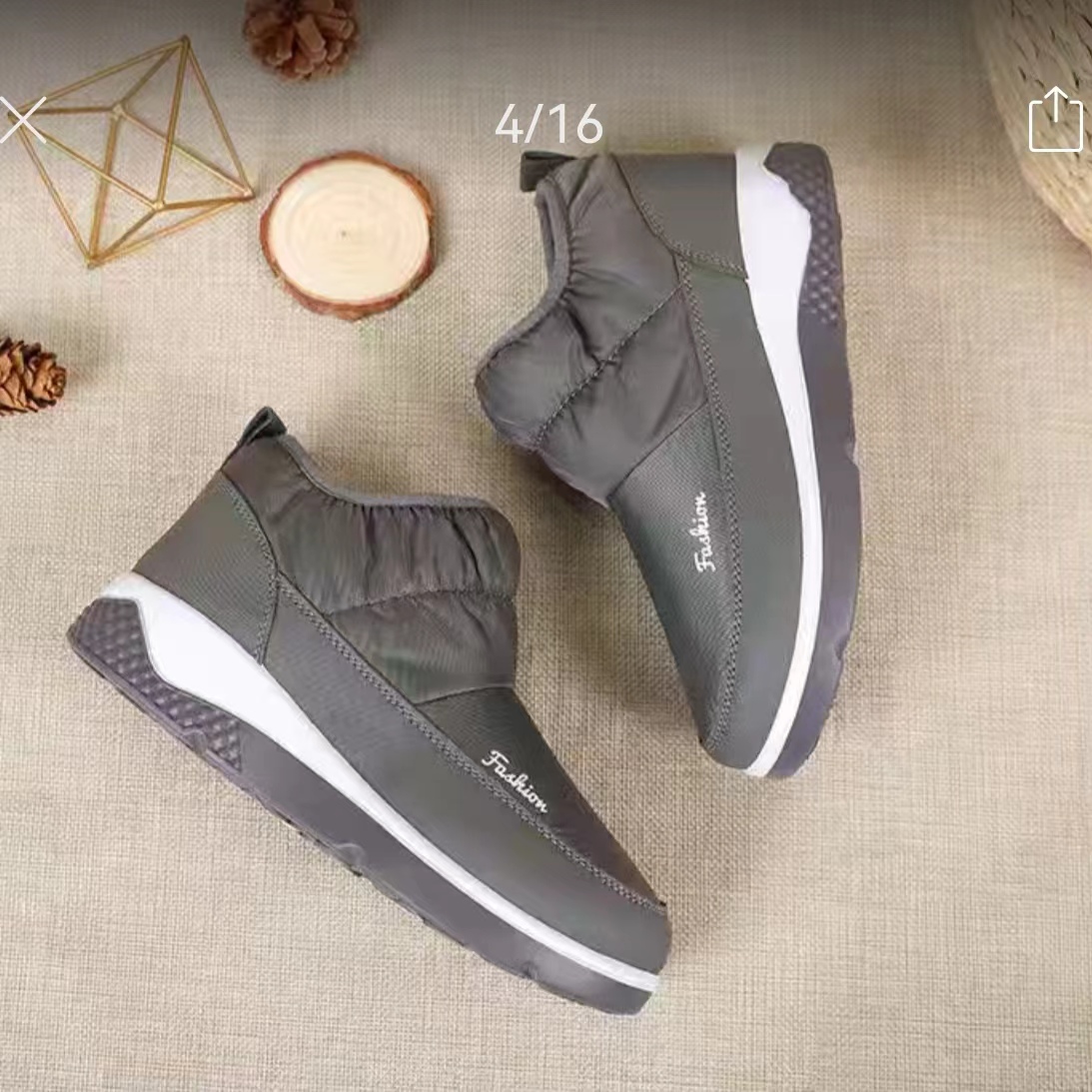 womens waterproof snow boots non slip slip on ankle boots warm plush lined short boots womens footwear details 2
