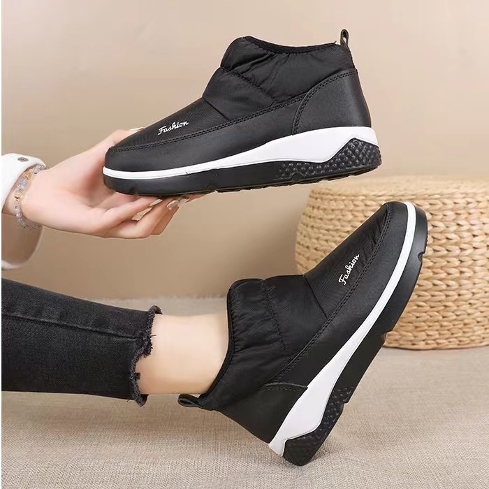 womens waterproof snow boots non slip slip on ankle boots warm plush lined short boots womens footwear details 3