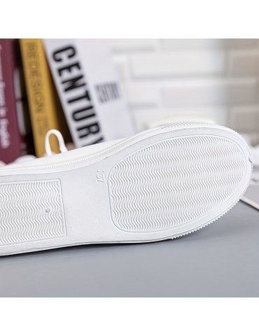 Women's Solid Canvas Slippers, Platform Round Toe All-match Lace Up Breathable Slip On Shoes, Women's Footwear