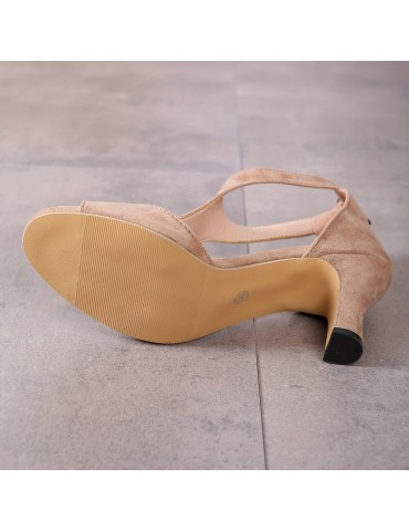 Women's Peep Toe High Heels, Comfortable T-strap Back Zipper Sandals, All-Match Dress Shoes
