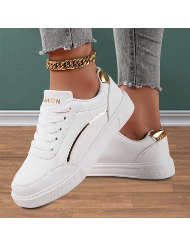 Women's Simple Skate Shoes, Casual Lace Up Outdoor Shoes, Women's Lightweight Low Top Sneakers