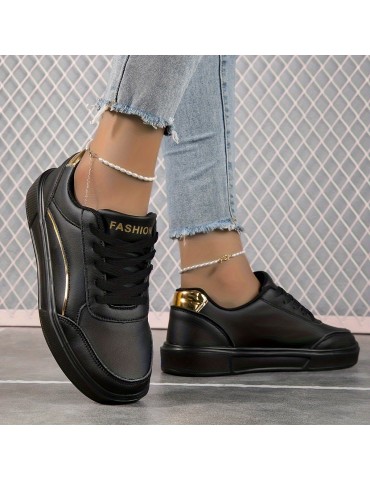 Women's Simple Skate Shoes, Casual Lace Up Outdoor Shoes, Women's Lightweight Low Top Sneakers