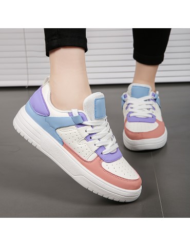 Women's Stylish Flat Sneakers, Casual Alce Up Outdoor Shoes, Women's Comfortable Low Top Shoes