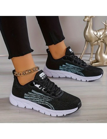Women's Solid Color Casual Sneakers, Lace Up Comfy Breathable Soft Sole Shoes, Lightweight Low-top Running Shoes