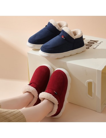 Women's Winter Platform Snow Boots, Solid Color Thermal Soft Sole Plush Lined Ankle Boots, Winter Warm Slipper Boots