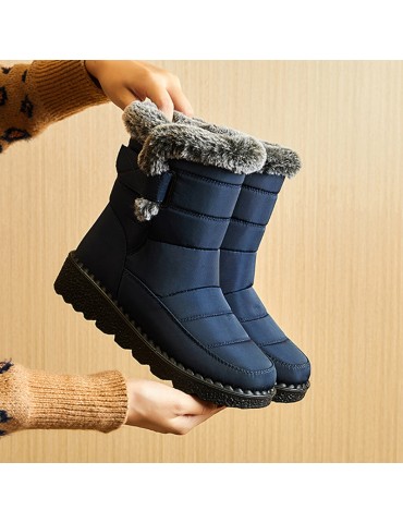 Women's Waterproof Snow Boots, Solid Color Plush Lined Short Boots, Winter Keep Warm Outdoor Boots