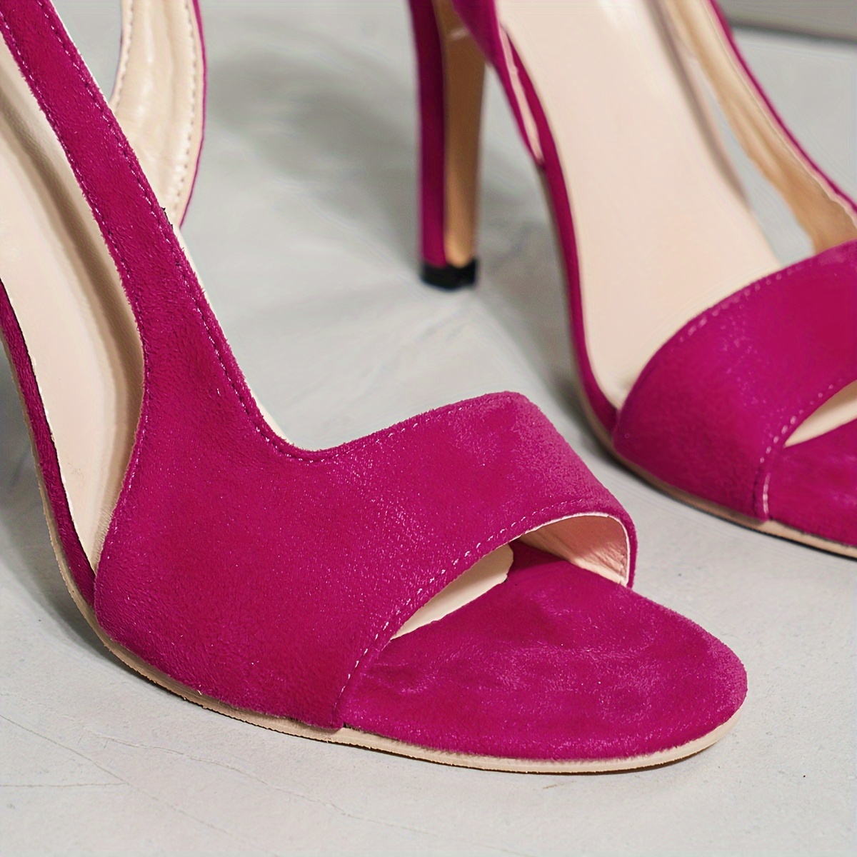 womens solid color stiletto heels fashion open toe dress pumps stylish ankle strap slingback heels details 6