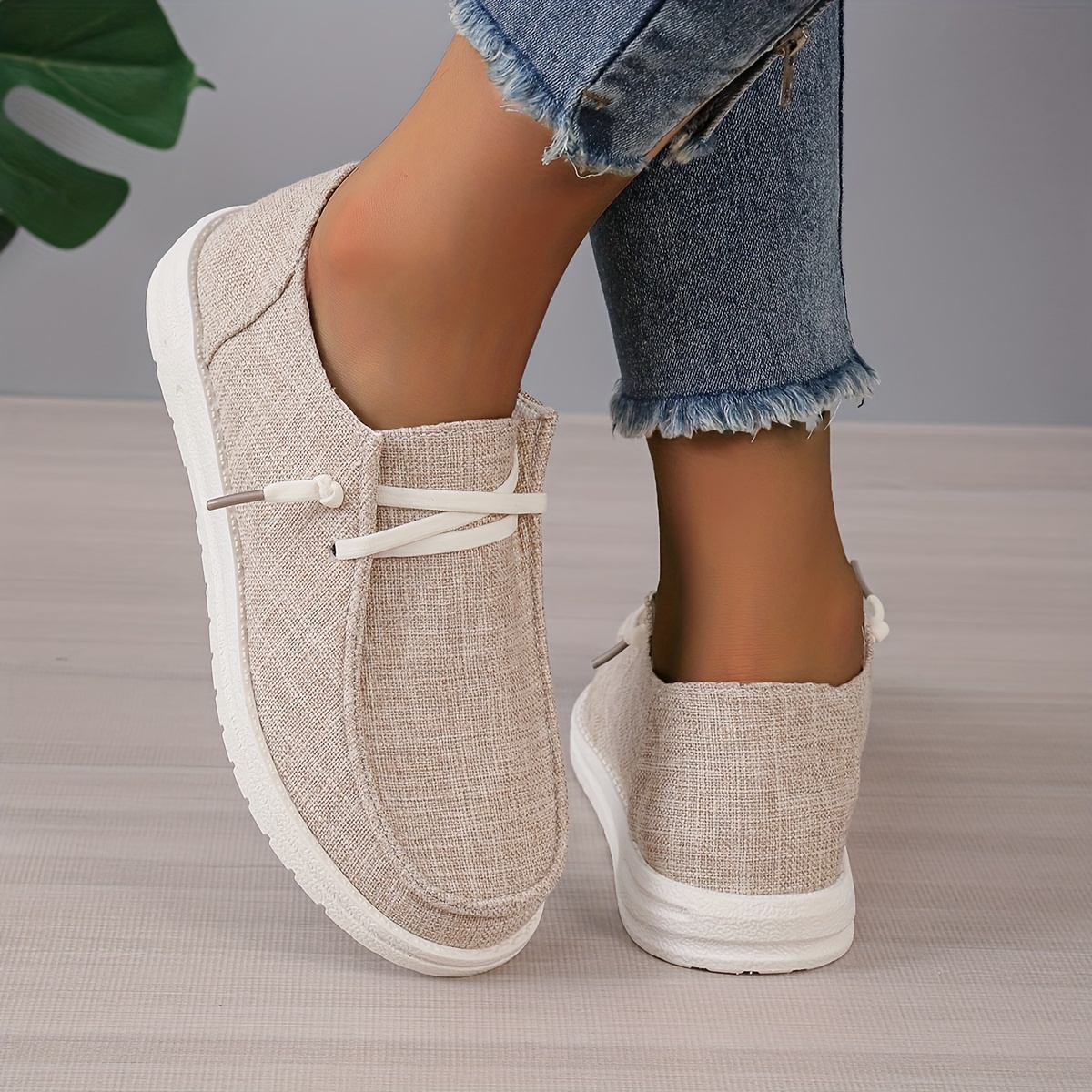 womens solid color canvas shoes casual lace up outdoor sneakers lightweight low top walking shoes details 7