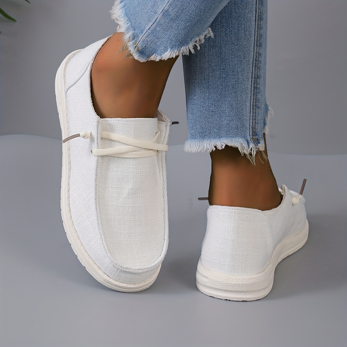 womens solid color canvas shoes casual lace up outdoor sneakers lightweight low top walking shoes details 9