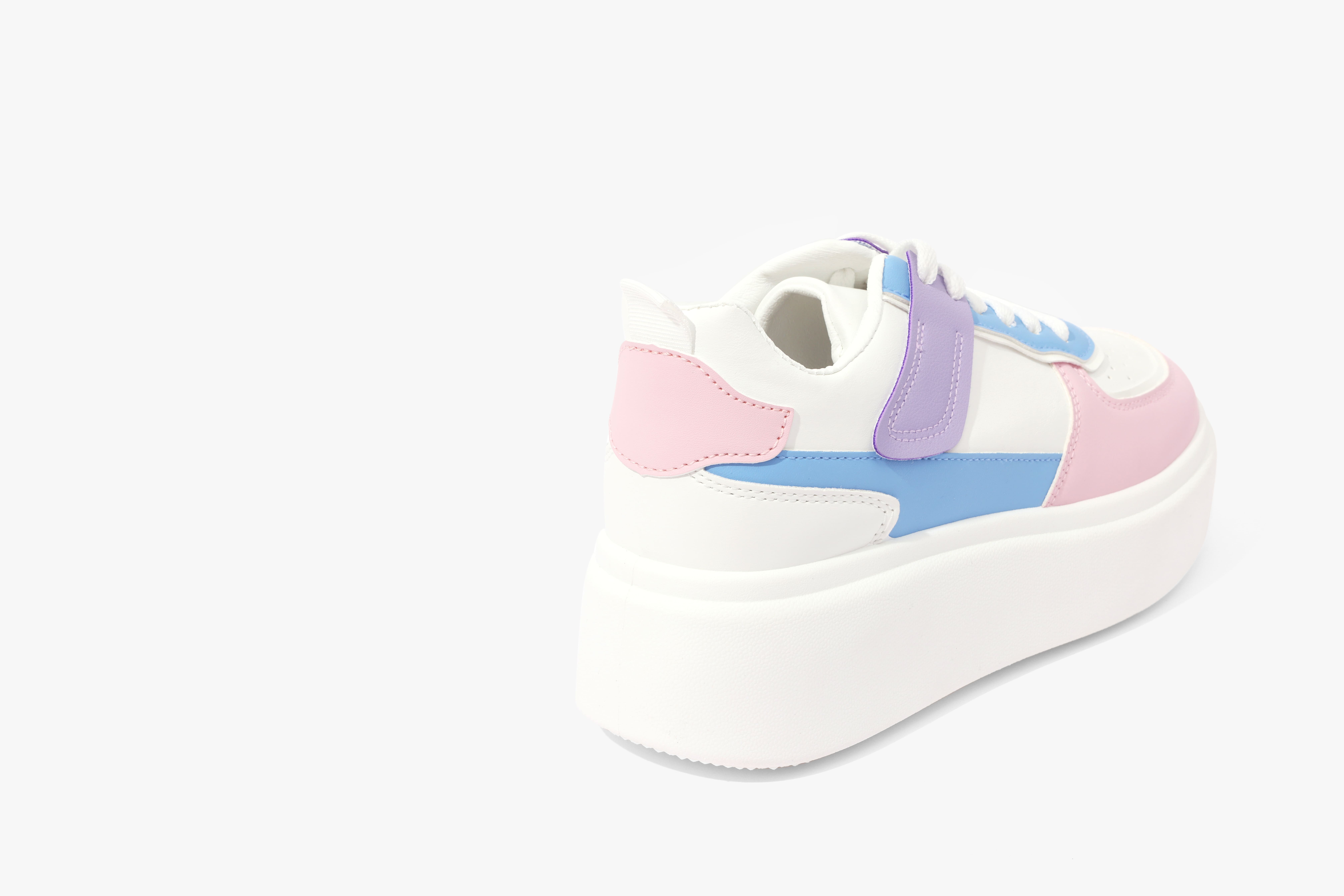 color block lace up front flatform skate shoes details 9