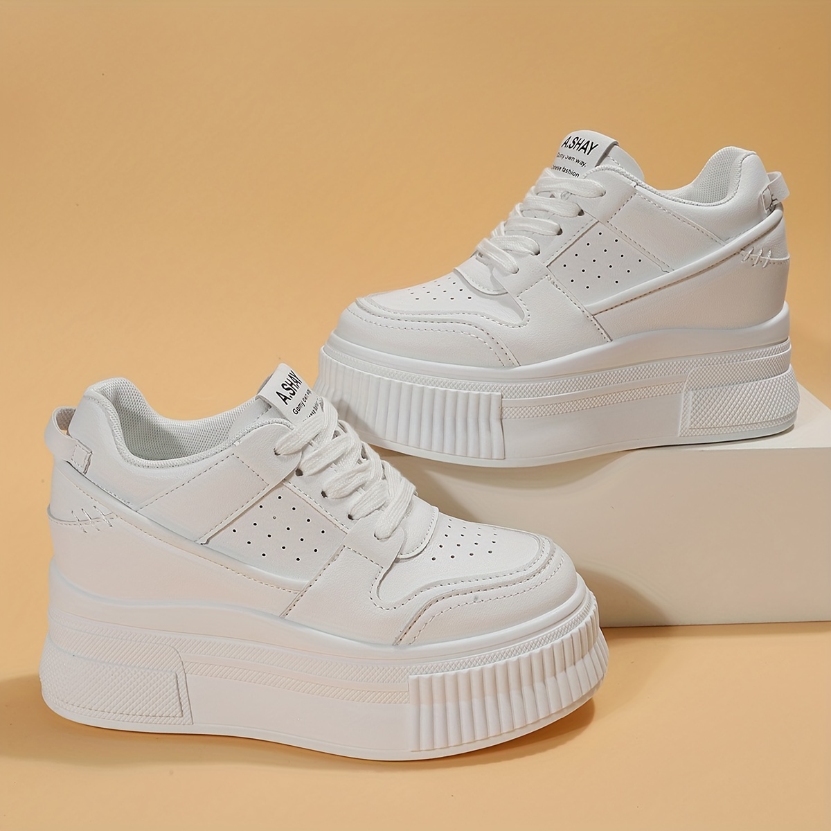 womens platform wedge sneakers versatile height increasing low top shoes trendy walking shoes details 5