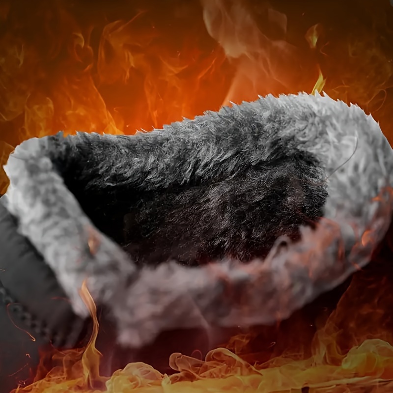 womens solid color flatform boots slip on high top round toe non slip waterproof velvet warm shoes plush fluffy shoes details 2